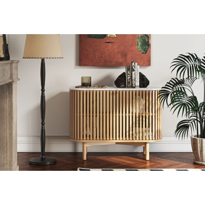 Soho Natural Oak Slatted Small Sideboard with Marble Top Soho Natural Oak Slatted Small Sideboard with Marble Top