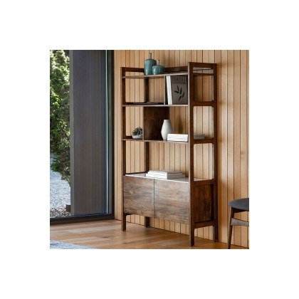 Gallery Direct Barcelona Dark Wood Display Unit with Marble Insert Gallery Direct Barcelona Dark Wood Display Unit with Marble Insert