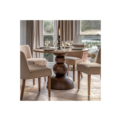 Gallery Direct Sculpt Mango Wood Round Dining Table with Travertine Top Gallery Direct Sculpt Mango Wood Round Dining Table with Travertine Top