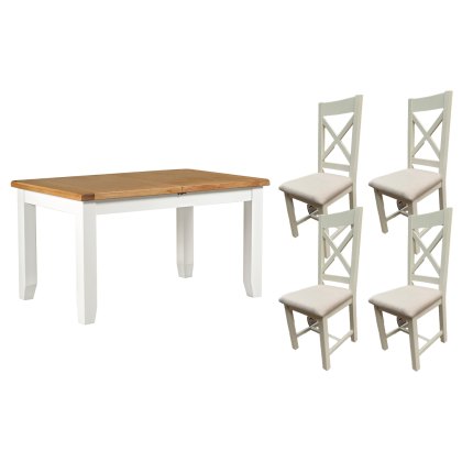 Cotswold Painted White Oak Small Ext Dining Table Set + 4 Chairs Cotswold Painted White Oak Small Ext Dining Table Set + 4 Chairs