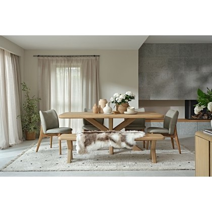 Flynn Natural Oak 200cm Dining Table Set Inc 180cm Bench & 4 Spencer Chairs Flynn Natural Oak 200cm Dining Table Set Inc 180cm Bench & 4 Spencer Chairs