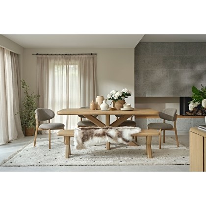 Flynn Natural Oak 200cm Dining Table Set Inc 180cm Bench & 4 Leo Chairs Flynn Natural Oak 200cm Dining Table Set Inc 180cm Bench & 4 Leo Chairs