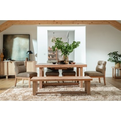 Oakley Reclaimed Wood 160-200cm Extending Dining Table Set in Rustic Buff Finish Oakley Reclaimed Wood 160-200cm Extending Dining Table Set in Rustic Buff Finish