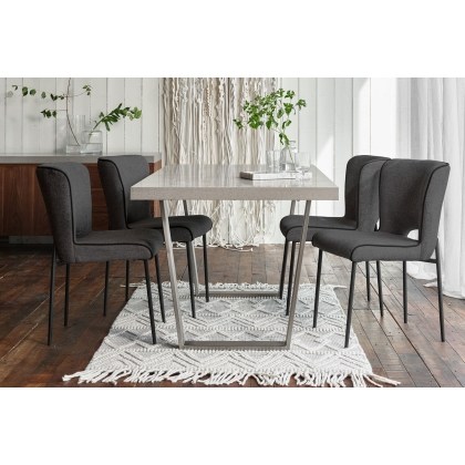Petra Industrial 200cm Dining Table Set & 4 Maya Dark Grey Chairs Petra Industrial 200cm Dining Table Set & 4 Maya Dark Grey Chairs