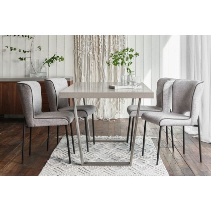 Petra Industrial 200cm Dining Table Set & 4 Maya Light Grey Chairs Petra Industrial 200cm Dining Table Set & 4 Maya Light Grey Chairs