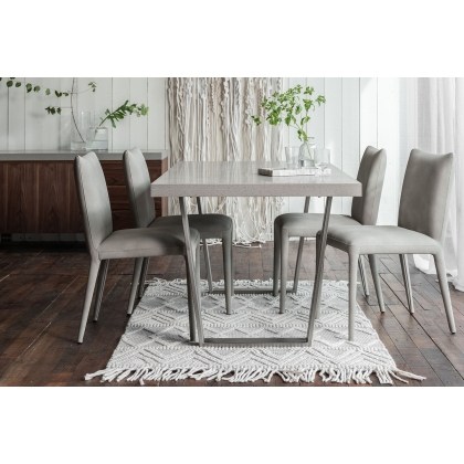 Petra Industrial 160cm Dining Table Set & 4 Lucas Misty Grey Chairs Petra Industrial 160cm Dining Table Set & 4 Lucas Misty Grey Chairs