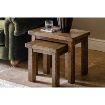 Gallery Direct Hardwick Smoked Oak Nest of Tables Gallery Direct Hardwick Smoked Oak Nest of Tables