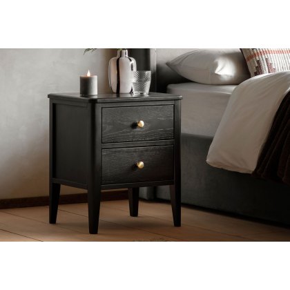 Gallery Direct Acton Black 2 Drawer Bedside Table Gallery Direct Acton Black 2 Drawer Bedside Table