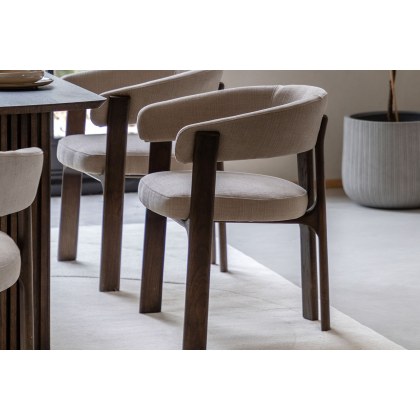 Gallery Direct Onda Walnut Dining Chair in Natural Fabric Gallery Direct Onda Walnut Dining Chair in Natural Fabric