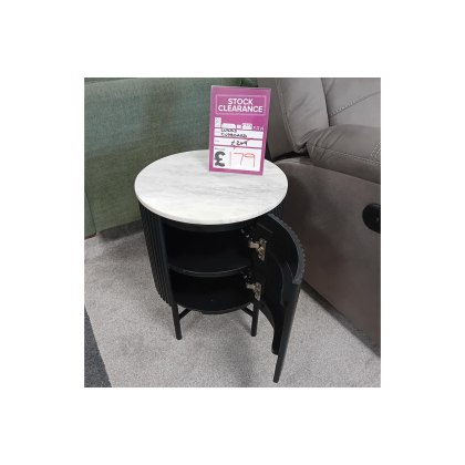 Ex-Display St Austell - Lucas Black Slatted Wood Cupboard with Marble Top Ex-Display St Austell - Lucas Black Slatted Wood Cupboard with Marble Top