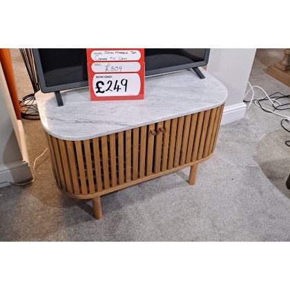Ex-Display Plymouth - Soho Slatted TV Unit with Marble Top Ex-Display Plymouth - Soho Slatted TV Unit with Marble Top