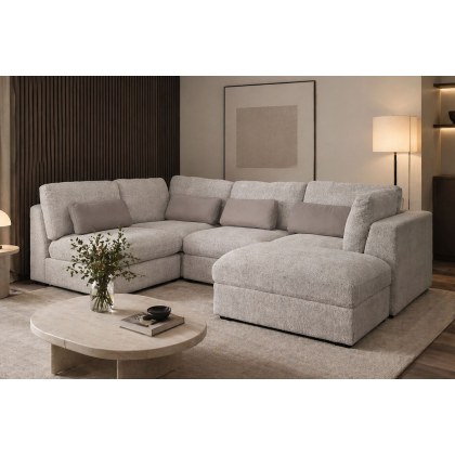 Madison 5 Seater Modular Corner Sofa in Grey Chenille with Storage Footstool Madison 5 Seater Modular Corner Sofa in Grey Chenille with Storage Footstool