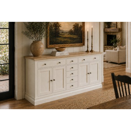 Provence Painted Off-White Oak 200cm Extra Large Sideboard Provence Painted Off-White Oak 200cm Extra Large Sideboard