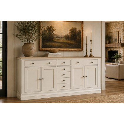 Provence Painted Off-White Oak 200cm Extra Large Sideboard Provence Painted Off-White Oak 200cm Extra Large Sideboard