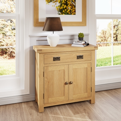 Light Rustic Oak Small 2 Door 1 Drawer Sideboard