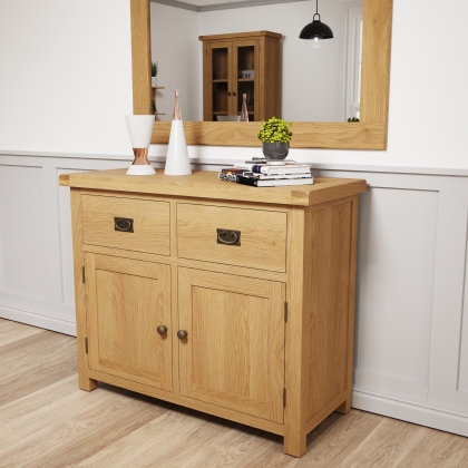 Light Rustic Oak 2 Door 2 Drawer Sideboard