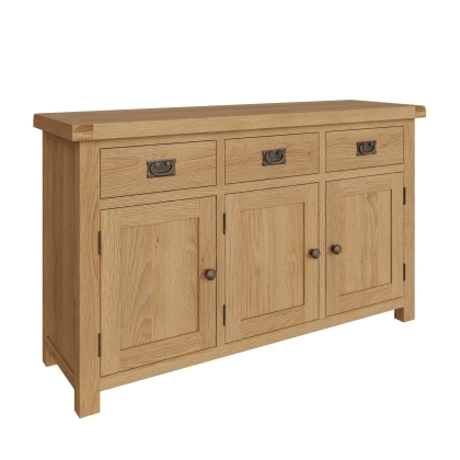 Light Rustic Oak 3 Door Sideboard