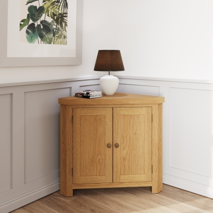 Light Rustic Oak Corner Cabinet