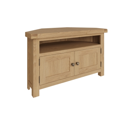 Light Rustic Oak Corner TV Unit