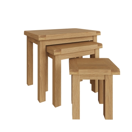 Light Rustic Oak Nest Of 3 Tables