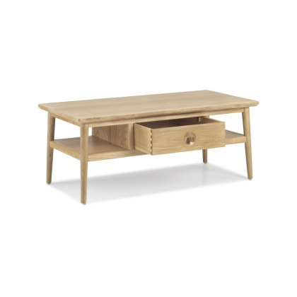 Henley Solid Oak Coffee Table With Drawer