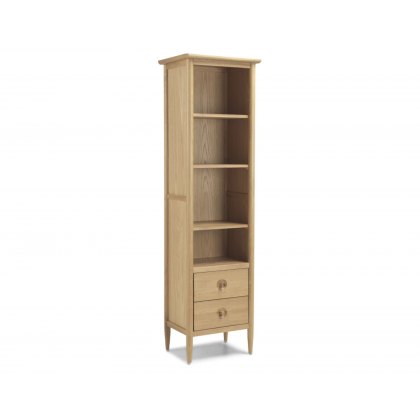 Henley Solid Oak Slim Bookcase With Drawer