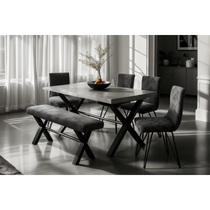 Forge Stone Effect 190 Dining Set Table, Bench and 4 Chairs Forge Stone Effect 190 Dining Set Table, Bench and 4 Chairs