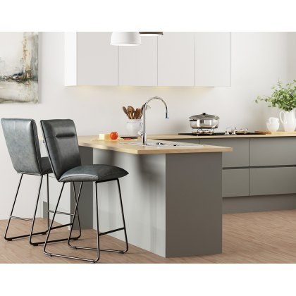 Loki Earth Industrial Bar Stool in Grey Suede Loki Earth Industrial Bar Stool in Grey Suede