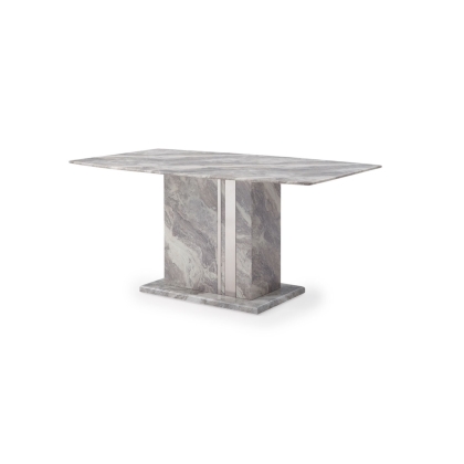 Amara Marble Dining Table Set & 4 Grey PU Dining Chairs