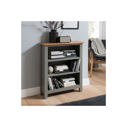 Chester Oak Painted Grey - Low Bookcase 70cm Wide| Moles Breath Grey Chester Oak Painted Grey - Low Bookcase 70cm Wide| Moles Breath Grey