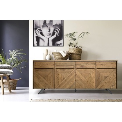 Hudson Solid Oak 4 Door Sideboard Hudson Solid Oak 4 Door Sideboard