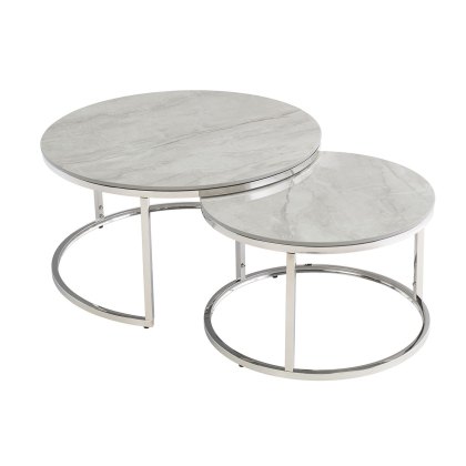 Houston Round Coffee Table Set in Vilas Grey Houston Round Coffee Table Set in Vilas Grey