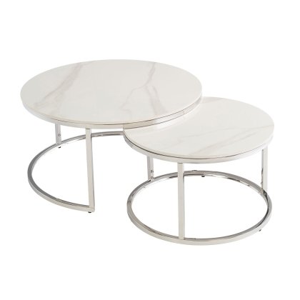 Houston Round Coffee Table Set in Italy White Houston Round Coffee Table Set in Italy White