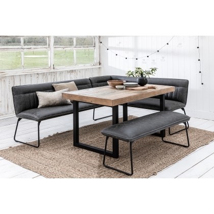 Nixon Reclaimed Wood 135cm Dining Table Set with Cooper Corner Bench & Low Bench in Grey Nixon Reclaimed Wood 135cm Dining Table Set with Cooper Corner Bench & Low Bench in Grey