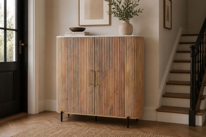 Reed Mango Wood & Marble Highboard Reed Mango Wood & Marble Highboard