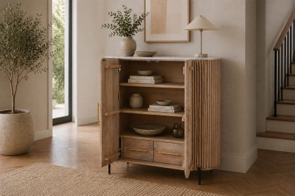 Reed Mango Wood & Marble Highboard Reed Mango Wood & Marble Highboard