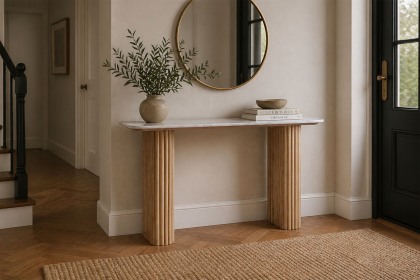 Reed Mango Wood & Marble Console Table Reed Mango Wood & Marble Console Table