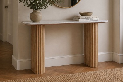 Reed Mango Wood & Marble Console Table Reed Mango Wood & Marble Console Table