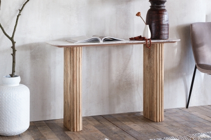 Reed Mango Wood & Marble Console Table Reed Mango Wood & Marble Console Table
