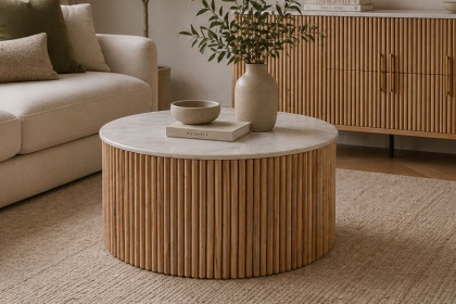 Reed Mango Wood & Marble Coffee Table Reed Mango Wood & Marble Coffee Table