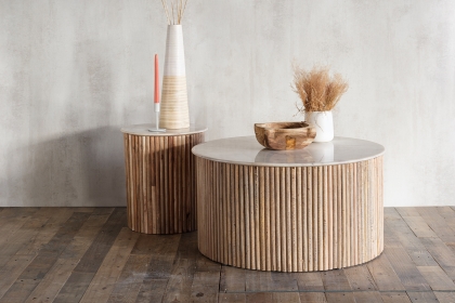 Reed Mango Wood & Marble Coffee Table Reed Mango Wood & Marble Coffee Table