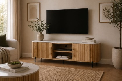 Reed Mango Wood & Marble TV Unit Reed Mango Wood & Marble TV Unit