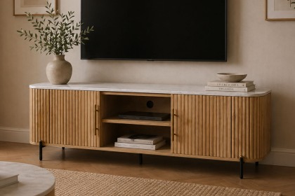 Reed Mango Wood & Marble TV Unit Reed Mango Wood & Marble TV Unit