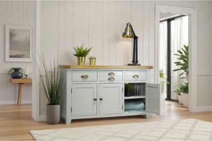Cotswold Grey Painted Oak Large 3 Door Sideboard 137cm Wide Cotswold Grey Painted Oak Large 3 Door Sideboard 137cm Wide