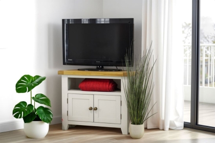 Cotswold Grey Painted Oak Corner TV Stand Cotswold Grey Painted Oak Corner TV Stand