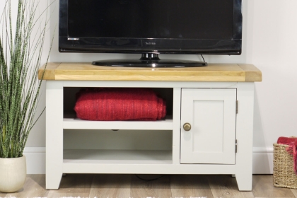 Cotswold Grey Painted Oak Small TV Stand 91cm Wide Cotswold Grey Painted Oak Small TV Stand 91cm Wide