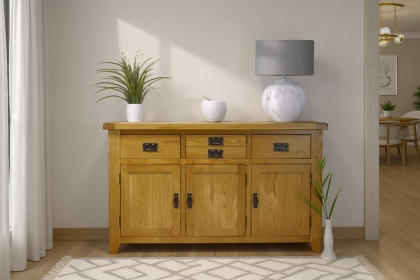 Cotswold Rustic Oak Large 3 Door Sideboard - 137cm Wide Cotswold Rustic Oak Large 3 Door Sideboard - 137cm Wide
