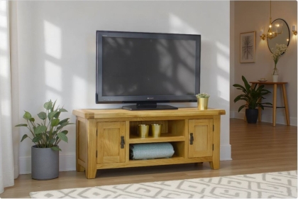 Cotswold Rustic Oak Large TV Stand 120cm Wide Cotswold Rustic Oak Large TV Stand 120cm Wide
