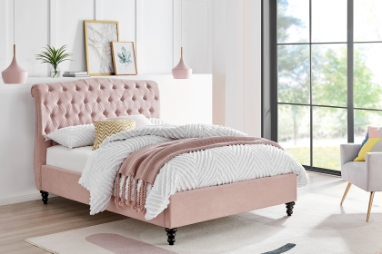 Rosalie Fabric Bed Frame in Pink Rosalie Fabric Bed Frame in Pink