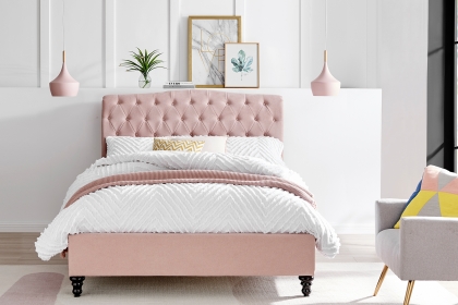 Rosalie Fabric Bed Frame in Pink Rosalie Fabric Bed Frame in Pink
